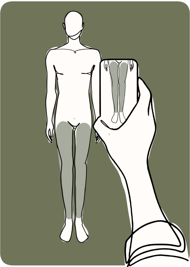 How to take a photo of the front of legs